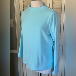 Talbots Mock Neck Fleece Pullover in Glacier Blue .  EUC